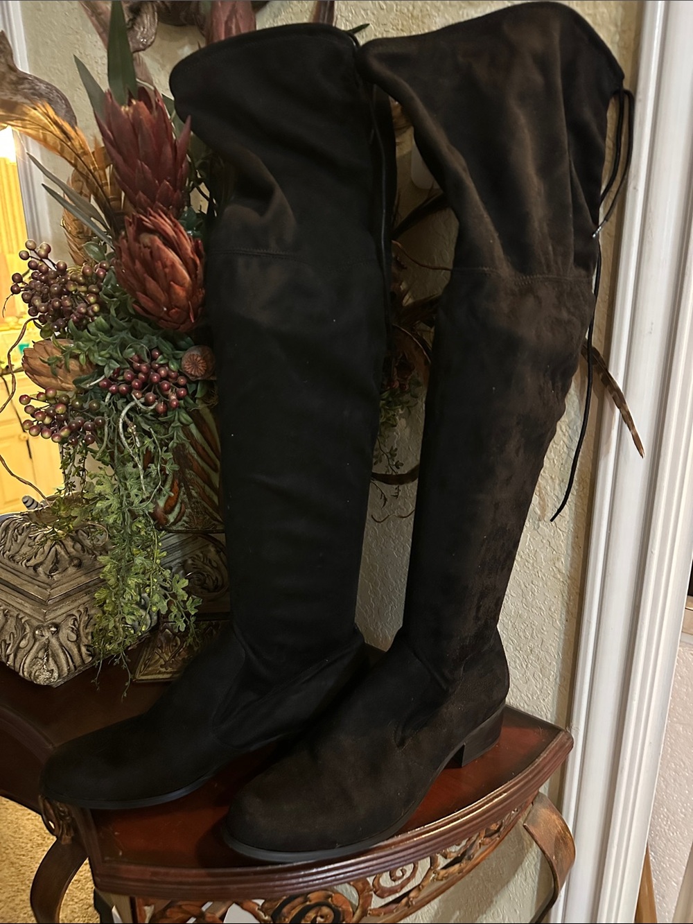 Charles David Women’s Over-the-Knee Flat Riding Boots - Black Suede